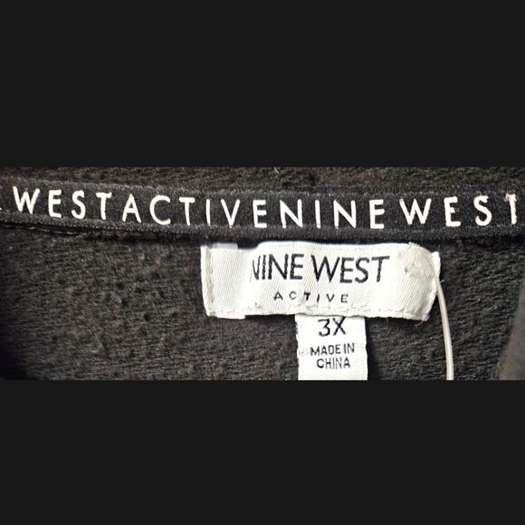 NINE WEST ACTIVE Plus Size Women's Black longSleeve Hooded Shirt. - Picture 11 of 12